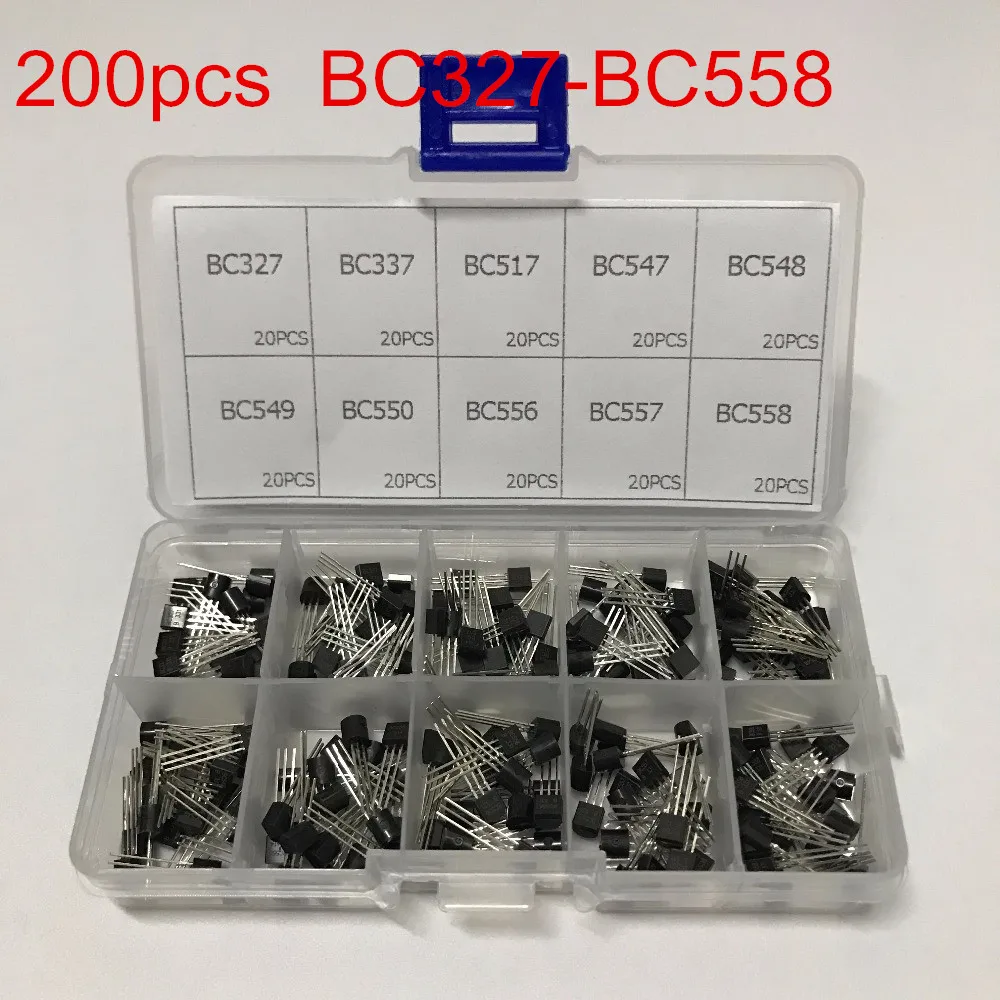 10 values 200pcs ( BC327~BC558 ) BC337 BC549 BC550 BC517 BC556 BC547 BC557 BC548 NPN Transistor Assortment Assorted Kit
10 values 200pcs ( BC327~BC558 ) BC337 BC549 BC550 BC517 BC556 BC547 BC557 BC548 NPN Transistor Assortment Assorted Kit