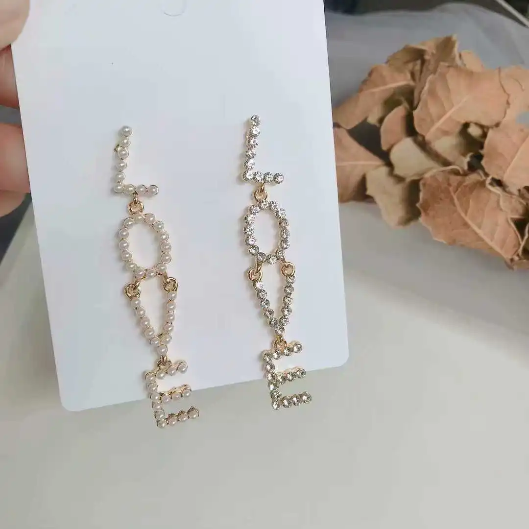 Han Guodong door LOVE drill and mix of pearl earrings, sweet personality fashion women joker earrings
Han Guodong door LOVE drill and mix of pearl earrings, sweet personality fashion women joker earrings