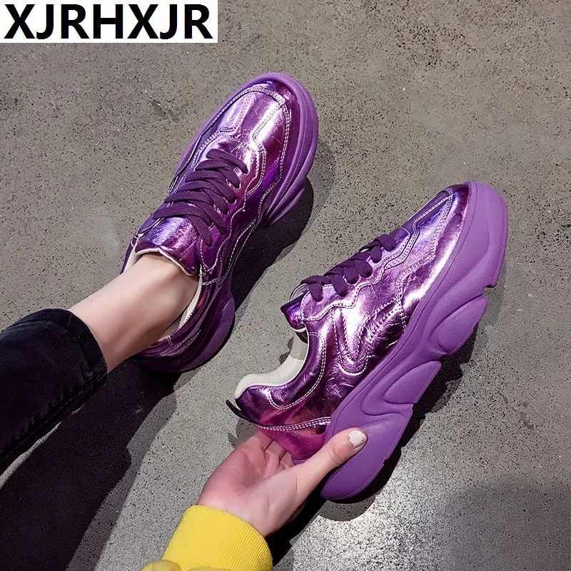 XJRHXJR New Fashion Women Shoes Ladies Casual Shoes High Platform Female Sport Sliver Purple Patent Leather Sneakers
XJRHXJR New Fashion Women Shoes Ladies Casual Shoes High Platform Female Sport Sliver Purple Patent Leather Sneakers