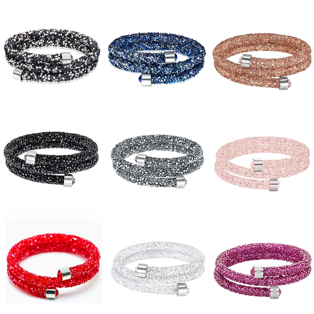 

NEW SWA CRYSTALDUST Double-Bangle Bracelet Stylish and Charming Spiral Shape Set with Many Luxurious and Dazzling Crystals
