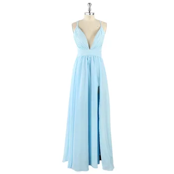 2017 Sexy Blue Deep V-neck Spaghetti Straps Backless Zipper Sleeveless Chiffon Slit Evening Dress
2017 Sexy Blue Deep V-neck Spaghetti Straps Backless Zipper Sleeveless Chiffon Slit Evening Dress
