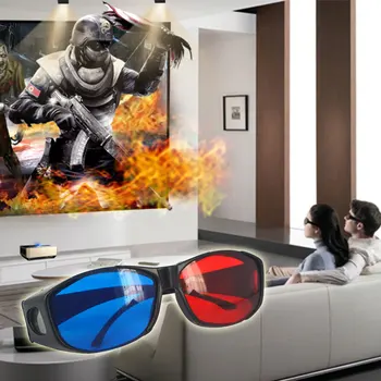 kebidumei Red Blue 3D Glasses Framed Vision Glasses for Game Stereo Movie Dimensional