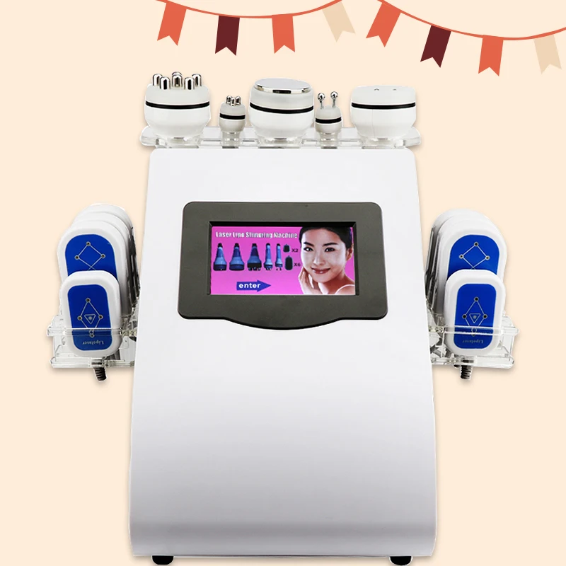 

Ultrasonic 40K Cavitation vacuum skin lift Cellulite Reduction Tripolar RF Lipo Laser LLLT 635nm~650nm 8Pad Machine