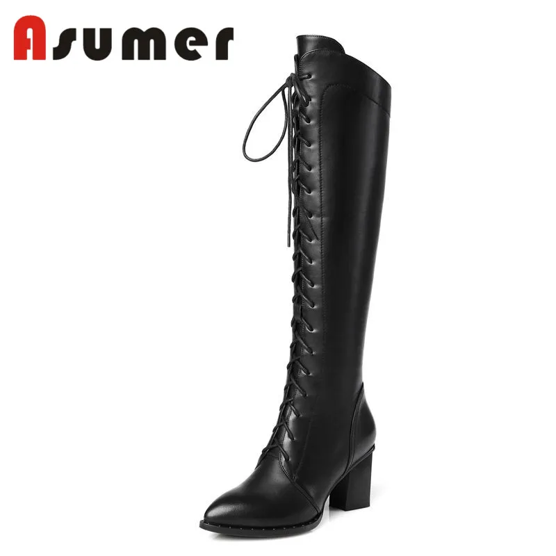 ASUMER HOT SALE 2020 sexy corss tide knee high boots pointed toe tinck heels women boots high quality genuine leather boots
ASUMER HOT SALE 2020 sexy corss tide knee high boots pointed toe tinck heels women boots high quality genuine leather boots
