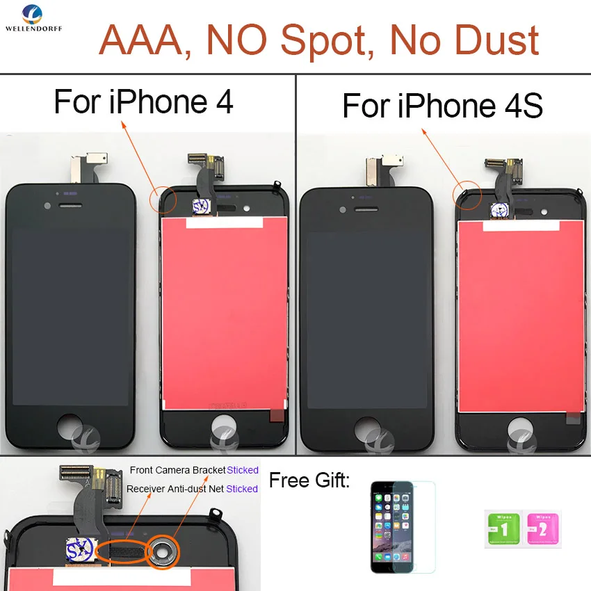 LCD Screen For iPhone 4 4S LCD Dispaly Touch Screen Digitizer Assembly AAA Quality 100% Tested OK No Dust No Dead Pixel
LCD Screen For iPhone 4 4S LCD Dispaly Touch Screen Digitizer Assembly AAA Quality 100% Tested OK No Dust No Dead Pixel