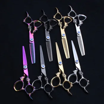2Pcs 6" 440C Engraving Logo Professional Hairdressing Scissors Thinning Scissors Cutting Shears Styling Tool Hair Clippers C9004
2Pcs 6" 440C Engraving Logo Professional Hairdressing Scissors Thinning Scissors Cutting Shears Styling Tool Hair Clippers C9004