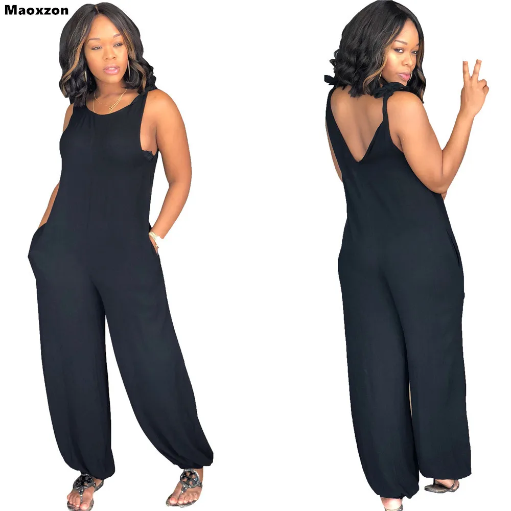 Maoxzon Women's Sexy Strap Loose Jumpsuits Rompers Black Summer Sleeveless Backless Suspenders One Piece Pants XXL For Female
Maoxzon Women's Sexy Strap Loose Jumpsuits Rompers Black Summer Sleeveless Backless Suspenders One Piece Pants XXL For Female