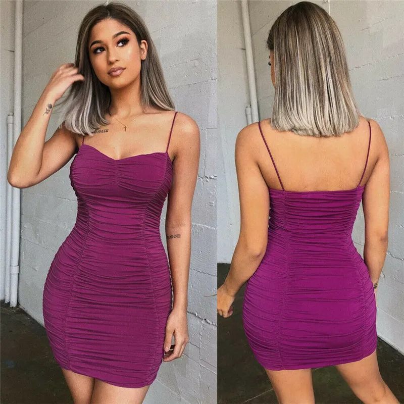 Women Summer Sexy Dress Cotton Blend Sleeveless Solid Color Party Cocktail Clubwear Spaghetti Strap Short Mini Dress
Women Summer Sexy Dress Cotton Blend Sleeveless Solid Color Party Cocktail Clubwear Spaghetti Strap Short Mini Dress