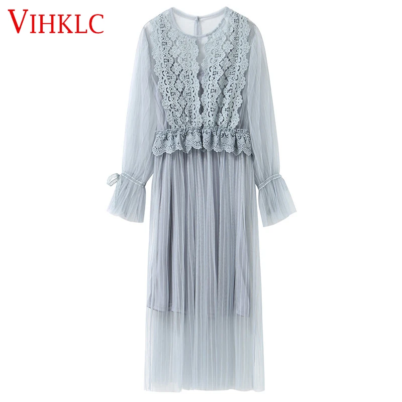 Floral Lace Spring Summer Dress Women O-Neck Flare Sleeve Dress 2019 Elegant Office Pure Color Dress vestidos mujer C695
Floral Lace Spring Summer Dress Women O-Neck Flare Sleeve Dress 2019 Elegant Office Pure Color Dress vestidos mujer C695