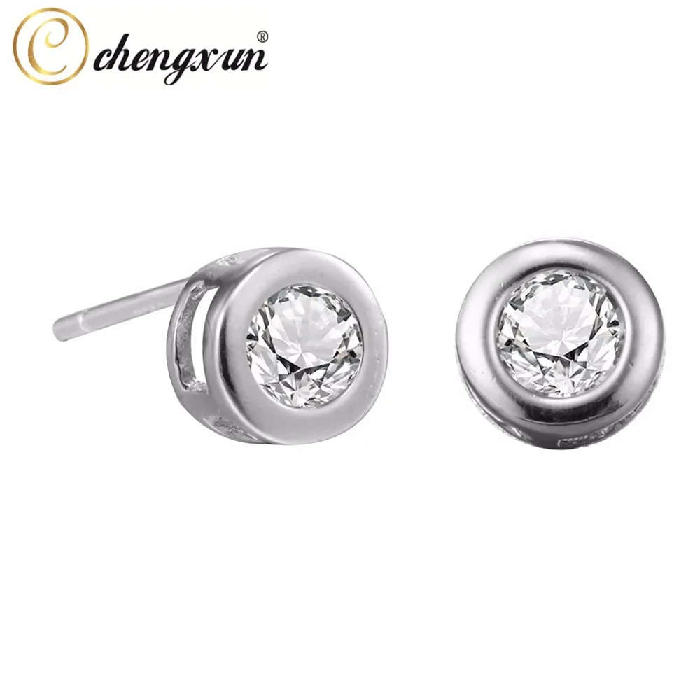 CHENGXUN 925 Silver Solid Round CZ Stud Earrings with Crystal white Cubic Stone Earring for Women Kids Girl Ear Jewelry
CHENGXUN 925 Silver Solid Round CZ Stud Earrings with Crystal white Cubic Stone Earring for Women Kids Girl Ear Jewelry