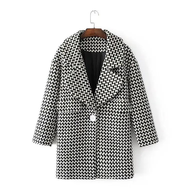 New Warm Long Wool Blend Ladies Coat Plaid Single Button Women's Jacket Turn-down Collar Korean Womens Fashion Coat
New Warm Long Wool Blend Ladies Coat Plaid Single Button Women's Jacket Turn-down Collar Korean Womens Fashion Coat