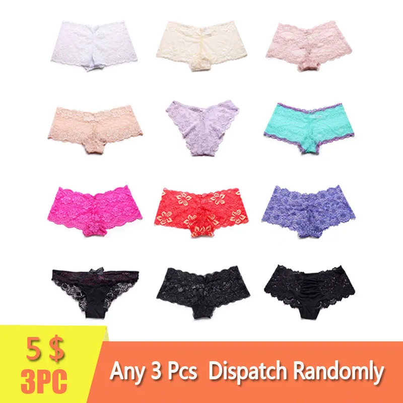 

Any 3Pcs/Pack Dispatch Randomly Women Sexy Panty Cotton Briefs Female Lingerie Lace Pants Multiple Styles Plus Size XS-S-4XL