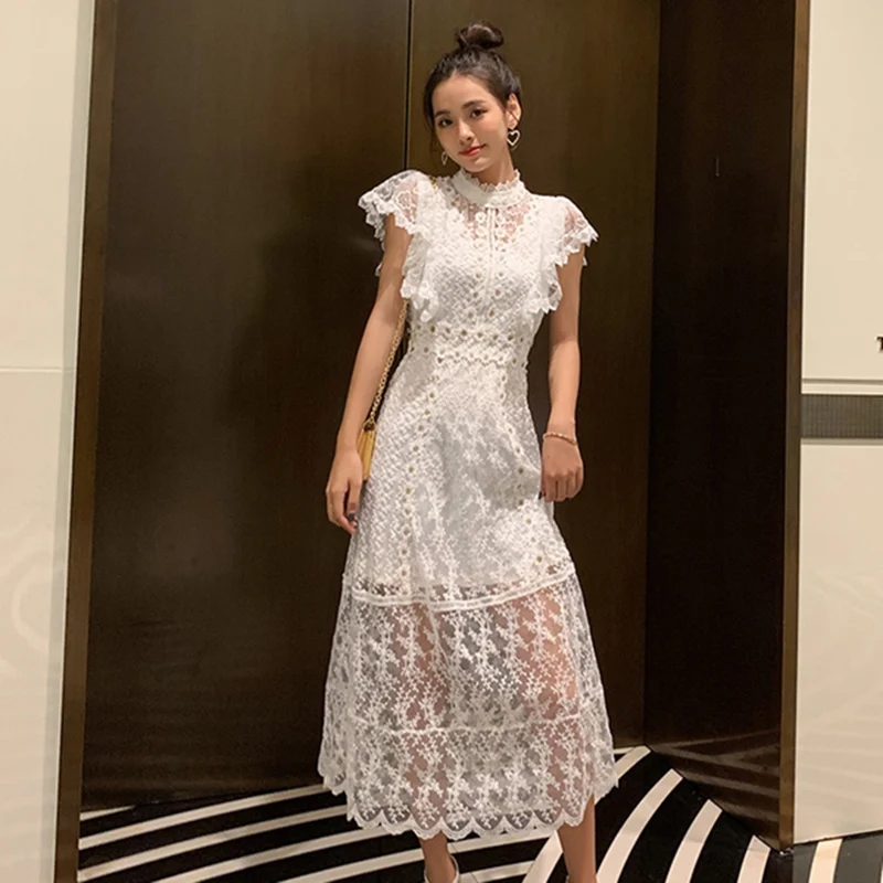 HIGH QUALITY Newest 2019 Designer Dress Women's Butterfly Sleeve Embroidery Gauze Dress
HIGH QUALITY Newest 2019 Designer Dress Women's Butterfly Sleeve Embroidery Gauze Dress