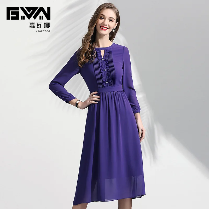 2019 Spring New Purple Long-sleeved Chiffon Dress Female High Quality A-line Elegant Women Dresses
2019 Spring New Purple Long-sleeved Chiffon Dress Female High Quality A-line Elegant Women Dresses
