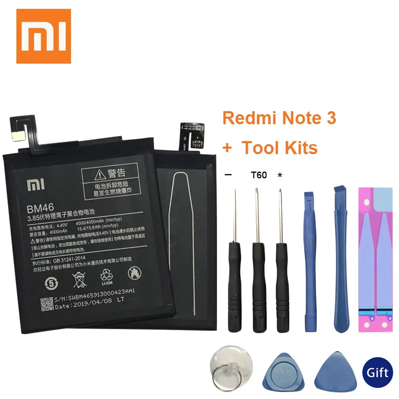 Xiaomi phone Battery BM46 4000mAh For Xiaomi Redmi Note 3 Pro High Capacity High quality Li-ion Original replacement battery
Xiaomi phone Battery BM46 4000mAh For Xiaomi Redmi Note 3 Pro High Capacity High quality Li-ion Original replacement battery