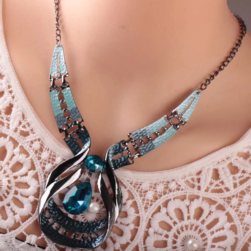 Fashion Trendy Bridal Jewelry Set Women Blue Water Drop Pendant Necklace Earring Set Lady Gifts
Fashion Trendy Bridal Jewelry Set Women Blue Water Drop Pendant Necklace Earring Set Lady Gifts