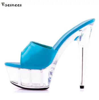 2019 HOT Women Slippers Sweet High-heeled Shoes 15cm Fine Transparent Crystal Shoes Pink Waterproof Platform Cool Slippers 
2019 HOT Women Slippers Sweet High-heeled Shoes 15cm Fine Transparent Crystal Shoes Pink Waterproof Platform Cool Slippers