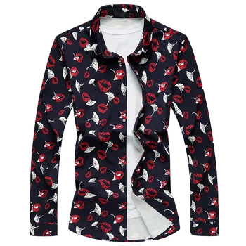 Oversize 6XL Floral Dress Shirt Men Fashion Brand Red Lip Print Long Sleeve Shirts Chemise Homme Spring Autumn Mens Clothes
Oversize 6XL Floral Dress Shirt Men Fashion Brand Red Lip Print Long Sleeve Shirts Chemise Homme Spring Autumn Mens Clothes