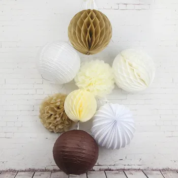8pcs Paper Decoration Set White/Brown/Cream Honeycomb Paper Crafts Birthday Wedding Shower Party Hanging Decoration 
8pcs Paper Decoration Set White/Brown/Cream Honeycomb Paper Crafts Birthday Wedding Shower Party Hanging Decoration