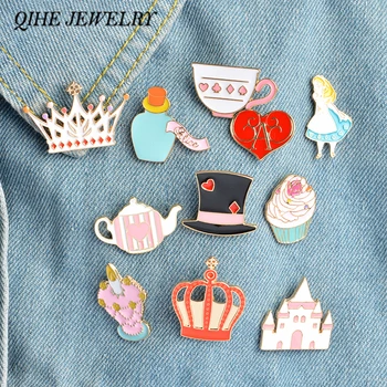 QIHE JEWELRY 14pcs/set Alice in Wonderland Pin Brooch Palace Crown Teapot Cup Hat Enamel Badge Cute Girl Jewelry
QIHE JEWELRY 14pcs/set Alice in Wonderland Pin Brooch Palace Crown Teapot Cup Hat Enamel Badge Cute Girl Jewelry