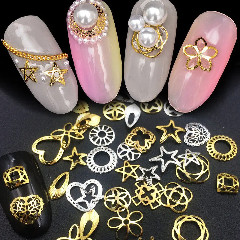 100pcs mix 3d hollow curved metal frame/star/heart/drop/floral design alloy rivet studs for nail art decoration random mixture
100pcs mix 3d hollow curved metal frame/star/heart/drop/floral design alloy rivet studs for nail art decoration random mixture