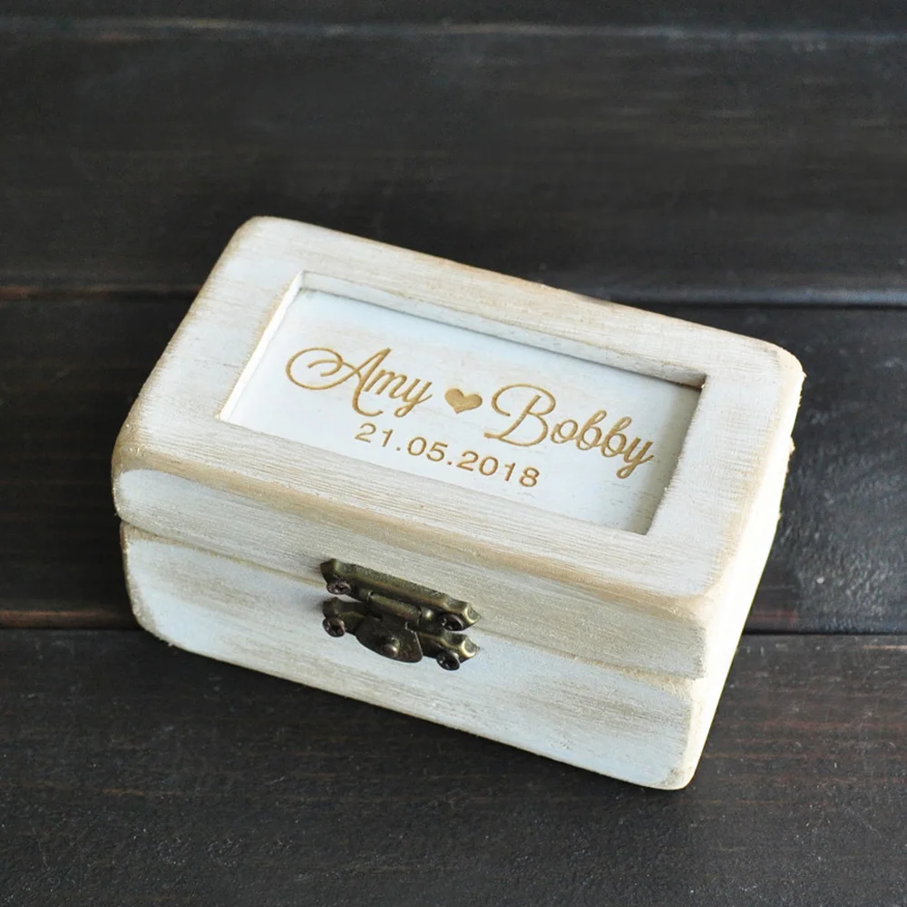 Custom Engraved Monogrammed Wood Ring Box Retro White Rustic Ring Bearer Box Engagement Ring Box
Custom Engraved Monogrammed Wood Ring Box Retro White Rustic Ring Bearer Box Engagement Ring Box