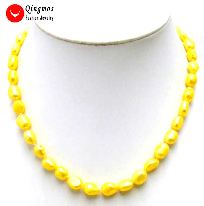 Qingmos Fashion Yellow Pearl Necklace for Women with 7-9mm BAROQUE Natural Freshwater Pearl Chokers Jewelry 17" Colar Femme 5782
Qingmos Fashion Yellow Pearl Necklace for Women with 7-9mm BAROQUE Natural Freshwater Pearl Chokers Jewelry 17" Colar Femme 5782