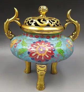 China collectible fine workmanship the brass cloisonne Flower pattern Incense burner
China collectible fine workmanship the brass cloisonne Flower pattern Incense burner