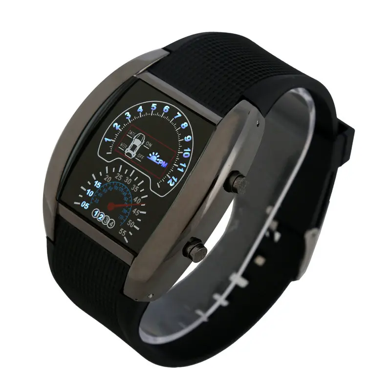 

Mix 6colors Dashboard LED Version Promotional Car Watch Sector Sports Men Wrist Aviation Led Watch RW019