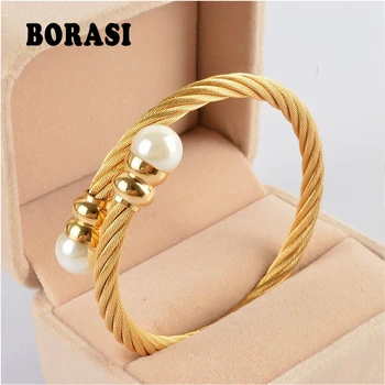 New Top Quality Gold Color Stainless Steel Cable Bracelet Chain Bracelet & Bangles For Men Or Women Fashion Pearl Jewelry
New Top Quality Gold Color Stainless Steel Cable Bracelet Chain Bracelet & Bangles For Men Or Women Fashion Pearl Jewelry