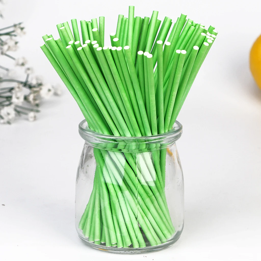 100 Pc Solid Colored Paper Lollipop Sticks 6 inch Cake Pop Sticks for Fondant Candy Chocolate Cake Pop Cupcakes Making Mould