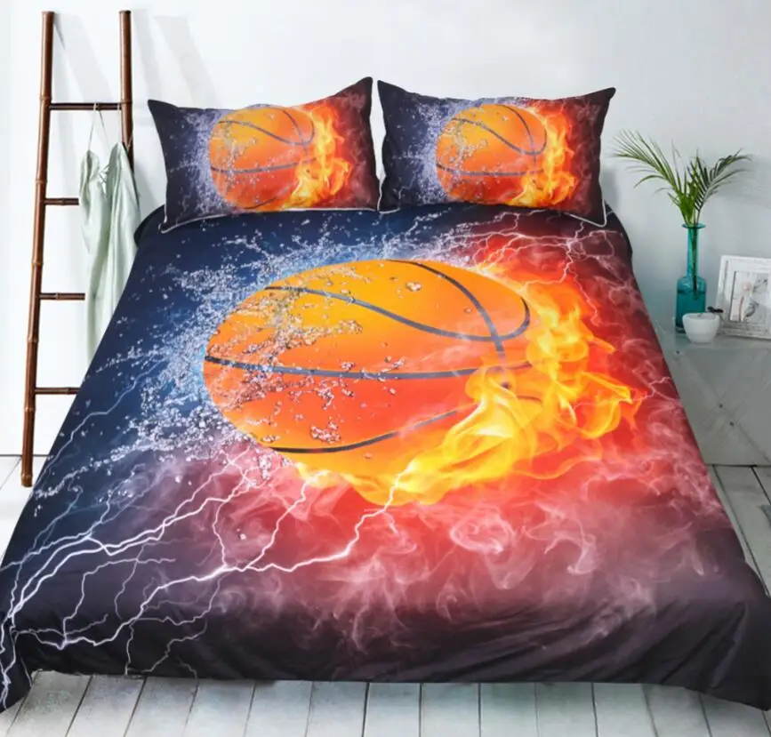 American Basketball Duvet Cover Fire Water 3D Printed Bedding Set American Basketball Duvet Cover Fire Water 3D Printed Bedding Set
