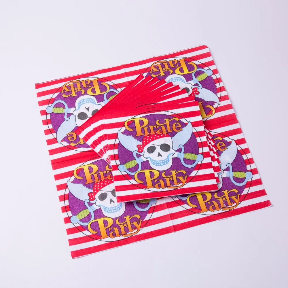 10pcs/lot Cartoon Pirate Theme Party Paper Napkins Kids Happy Birthday Supplies Decoration Favors | Дом и сад