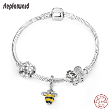 STEP FORWARD Real 925 Sterling Silver CZ Paved Lovely Bee Pendant Butterfly Daisy Charms Bracelet & Bangle Silver Jewelry WLB027
STEP FORWARD Real 925 Sterling Silver CZ Paved Lovely Bee Pendant Butterfly Daisy Charms Bracelet & Bangle Silver Jewelry WLB027