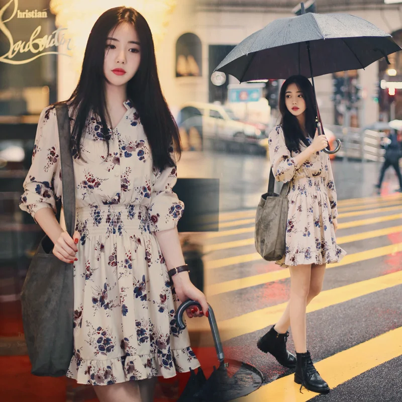 2019 Spring Loose Vestidos Printed Long-sleeved Ruffled Dress Street Waist Fashion Wild Small Floral Chiffon Dress Ropa De Mujer
2019 Spring Loose Vestidos Printed Long-sleeved Ruffled Dress Street Waist Fashion Wild Small Floral Chiffon Dress Ropa De Mujer
