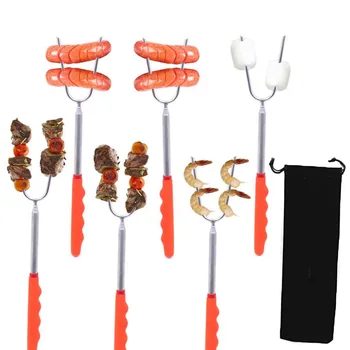 

Behogar 5PCS Extendable Stainless Steel Marshmallow Roasting Sticks Skewers Forks Bag for BBQ Barbecue Camping Campfire Bonfire