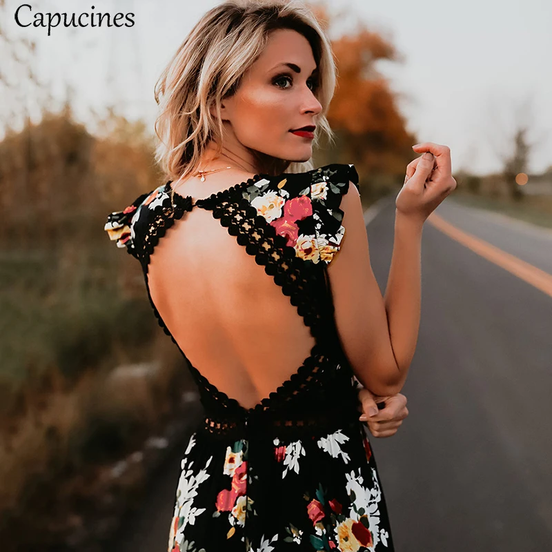 Elegant Flower Print Lace Backless Maxi Dress Sexy Deep V neck Summer Dress Women Boho Asymmetrical Long Dress Vestidos
Elegant Flower Print Lace Backless Maxi Dress Sexy Deep V neck Summer Dress Women Boho Asymmetrical Long Dress Vestidos