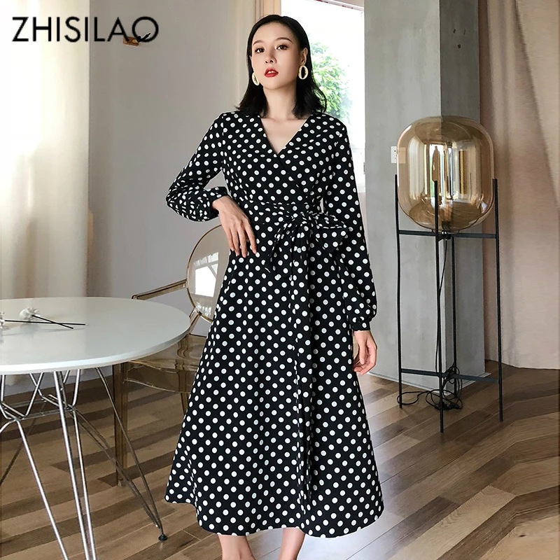 Dot Dress Vintage Autumn Women Sashes Long Dress Elegant Long Sleeve Party Dresses for Ladies Vestidos Longo V-Neck Retro Robe
Dot Dress Vintage Autumn Women Sashes Long Dress Elegant Long Sleeve Party Dresses for Ladies Vestidos Longo V-Neck Retro Robe