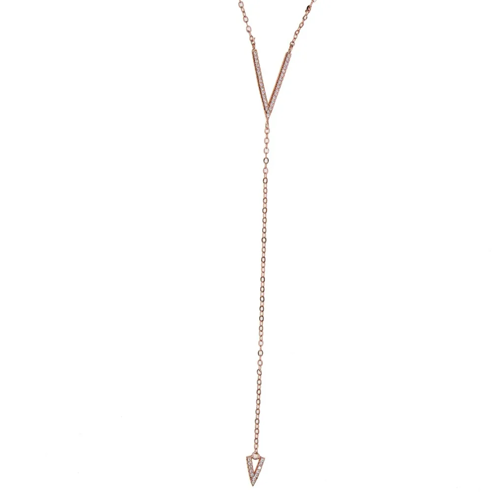 Classic lariat necklaces Y shape necklace danity rose gold color long chain micro pave cz V charm women jewelry
Classic lariat necklaces Y shape necklace danity rose gold color long chain micro pave cz V charm women jewelry