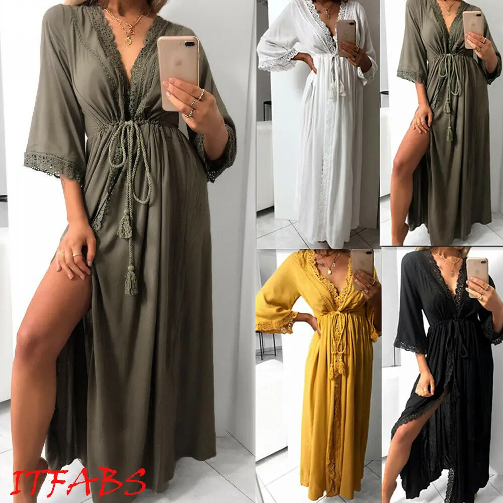 2019 New Women's V-neck Lace Nightwear Robe Cardigan Dress Soft Cotton Tunic Sleepshirts Nightgown
2019 New Women's V-neck Lace Nightwear Robe Cardigan Dress Soft Cotton Tunic Sleepshirts Nightgown