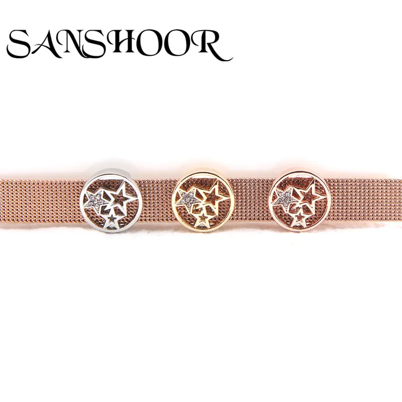 SANSHOOR Jewelry multi-Star Slide Charms fit 10mm Stainless steel Mesh Bracelet Leather Wrap Bracelet accessories
SANSHOOR Jewelry multi-Star Slide Charms fit 10mm Stainless steel Mesh Bracelet Leather Wrap Bracelet accessories