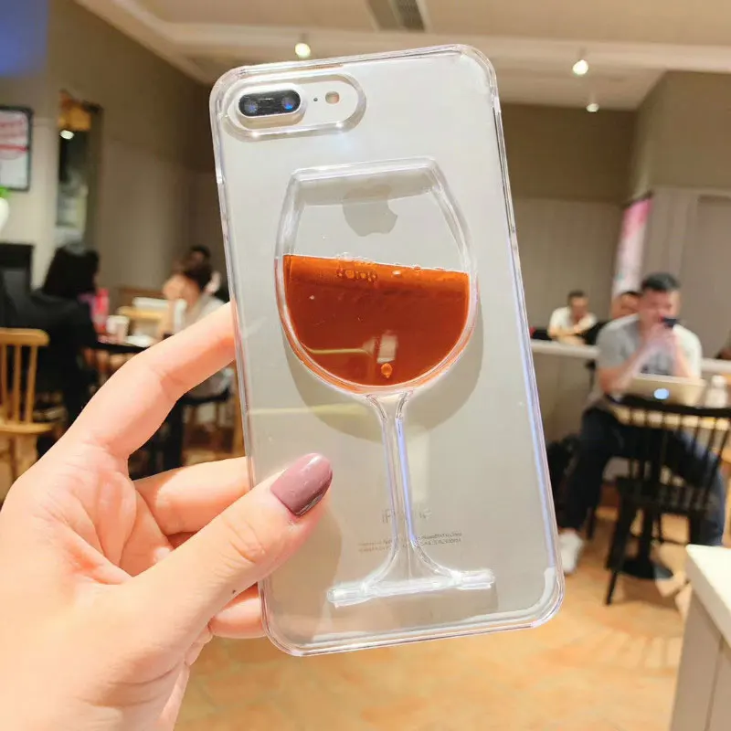 

Wine Beer Glass Transparent Protective Case for iPhone 5S SE 6 6S 7 8 Plus X XR XS Max Liquid Hard Back Cover Phone Accessories