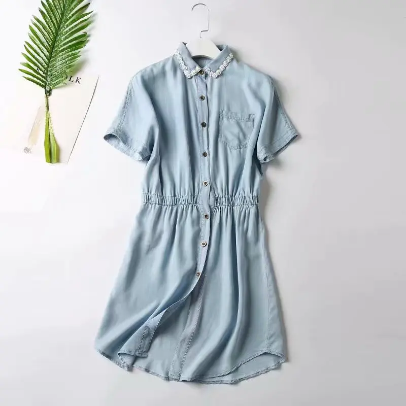 Summer women fashion single breasted short sleeve pearl beaded neck casual dress female trendy color lace patchwork elegant dres
Summer women fashion single breasted short sleeve pearl beaded neck casual dress female trendy color lace patchwork elegant dres
