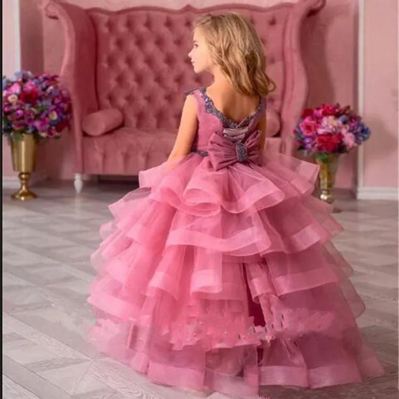 Pink Flower Girl Dress Lace Appliqué Sleeveless Cascading Tulle Girl Prom First Holy Communion Get Together Dresses
Pink Flower Girl Dress Lace Appliqué Sleeveless Cascading Tulle Girl Prom First Holy Communion Get Together Dresses