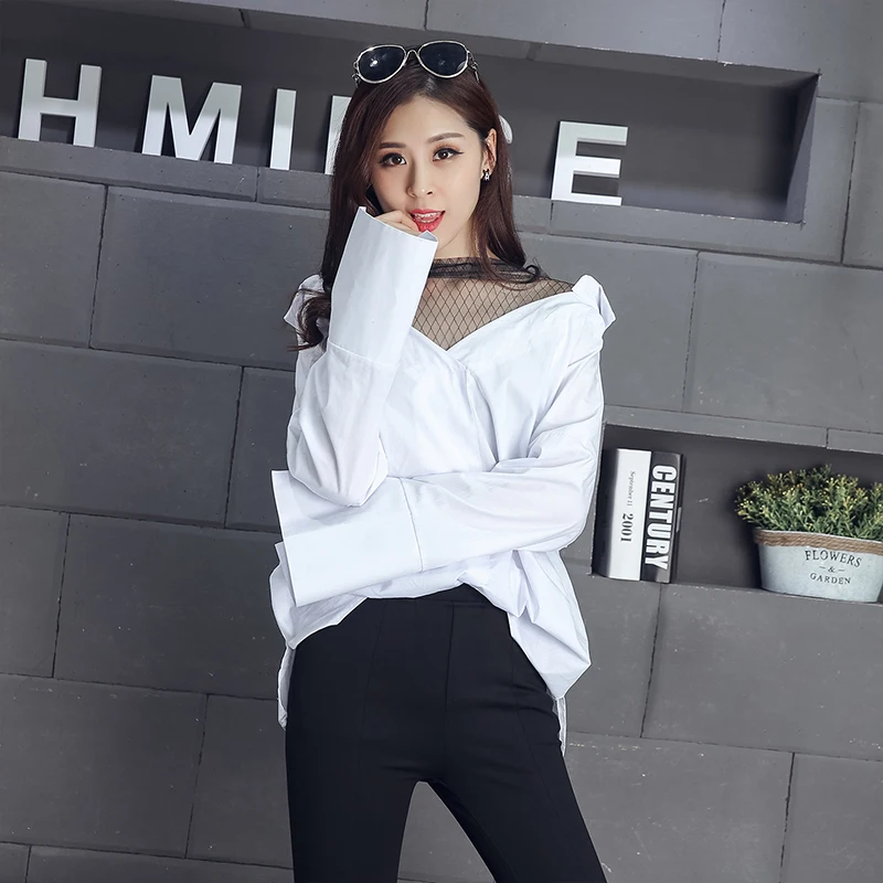 New Preppy Style Cute Women Shirts Patchwork Mesh Striped V-Neck Two Piece Blouse Shirt White Black 8808 
New Preppy Style Cute Women Shirts Patchwork Mesh Striped V-Neck Two Piece Blouse Shirt White Black 8808