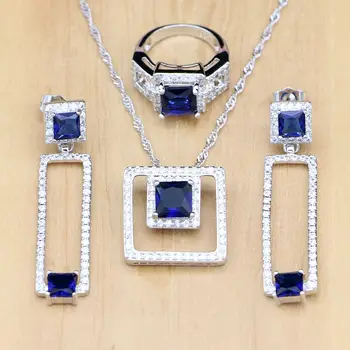 Squar Stone Jewelry Sets Blue Zircon White Beads Silver 925 Jewelry For Women Wedding Earring/Pendant/Ring/Necklace Set
Squar Stone Jewelry Sets Blue Zircon White Beads Silver 925 Jewelry For Women Wedding Earring/Pendant/Ring/Necklace Set