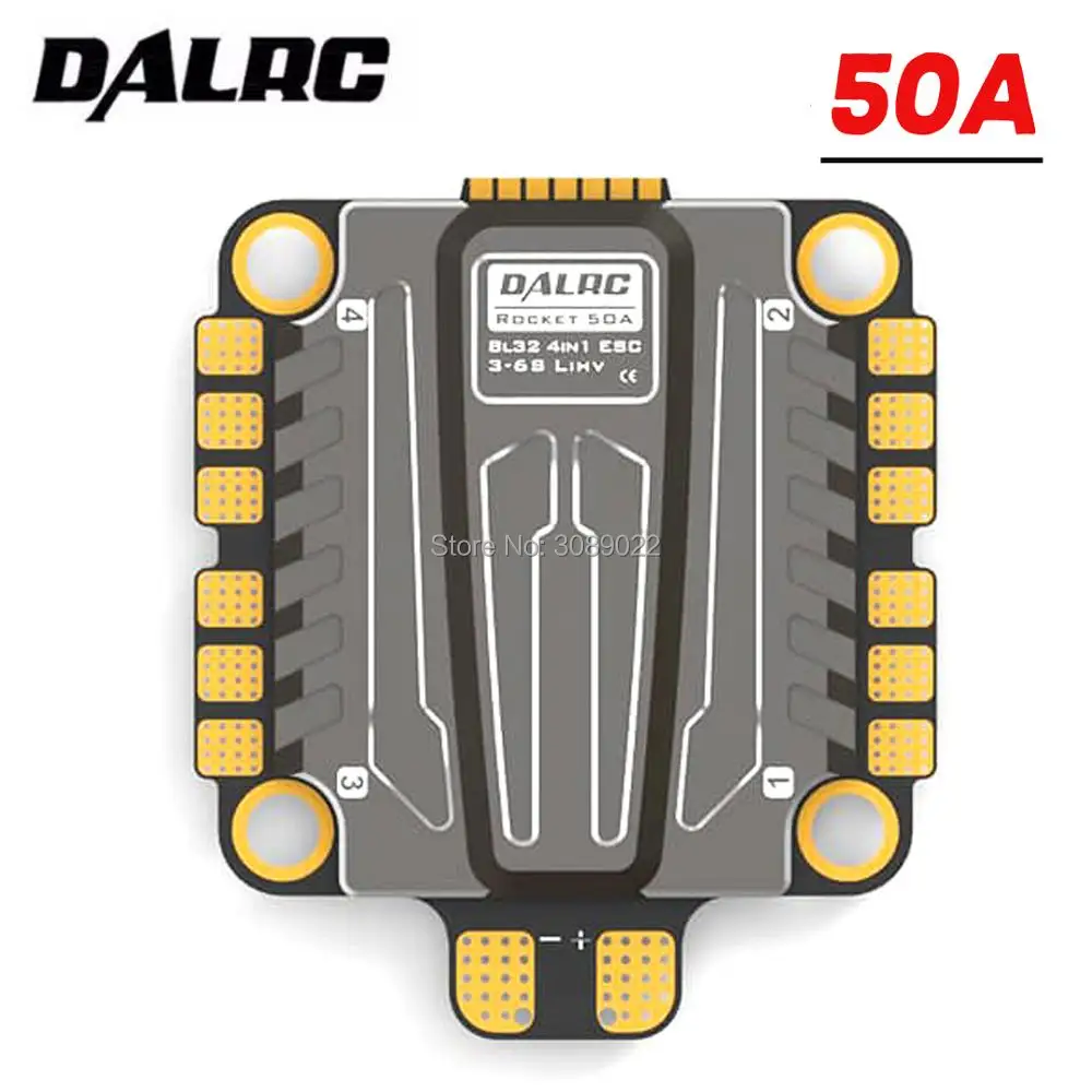 DALRC Rocket 50A 4 in 1 ESC 3S-6S Blheli_32 ESC Support Dshot1200 Multishot Brushless ESC & DALRC F722 DUAL Flight controller
DALRC Rocket 50A 4 in 1 ESC 3S-6S Blheli_32 ESC Support Dshot1200 Multishot Brushless ESC & DALRC F722 DUAL Flight controller