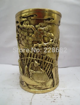 Collectible Chinese Brass Carved Old Man Wang Xizhi And Goose Pen Holder Chinese Pen Holder old
Collectible Chinese Brass Carved Old Man Wang Xizhi And Goose Pen Holder Chinese Pen Holder old