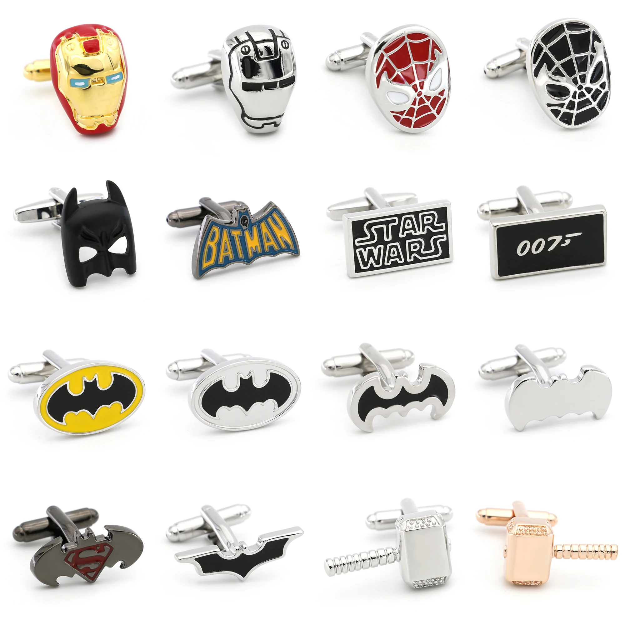 

Classic Superheroes Cufflinks 28 Styles Option Quality Brass Material Smooth Plating Cuff Links Wholesale & Retail