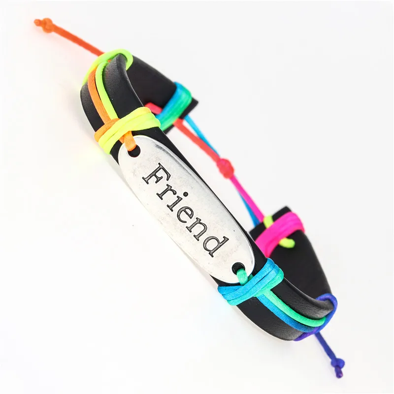 Handmade Fashion Cute Tibetan Silver Friend Charms ID Bracelet For best friend Christmas Gift Leather wish Bracelets for girl bo
Handmade Fashion Cute Tibetan Silver Friend Charms ID Bracelet For best friend Christmas Gift Leather wish Bracelets for girl bo